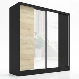 A&J MöbelLand Schwebetürenschrank SOLO 200 x 215 x 59,5 cm Schwarz
