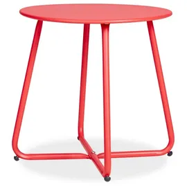 Homestyle4u Beistelltisch Gartentisch Ø 44,5 x 44,5 cm Rot
