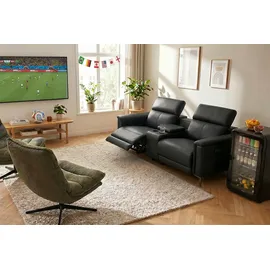 OTTO home 2-Sitzer OTTO HOME "LUND, Kinosofa, Relaxfunktion, TV-Sessel, manuell/elektrisch (USB-A)", schwarz, B:195cm H:97cm T:99cm, Kunstleder 100% Polyurethan, Sofas, Kopfteilverstellung, Getränkachhalter, u. Staufach