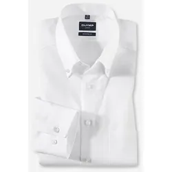 Businesshemd OLYMP "Luxor modern fit", Herren, Gr. 45, N-Gr, weiß, Web, Obermaterial: 100% Baumwolle, Langarm, Hemden