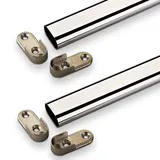 2er Set Kleiderstangen 1500 mm OVAL 30 x 15 mm verchromt Schrankstangen Garderobenstangen inkl. Schrankstangenlager von SO-TECH®