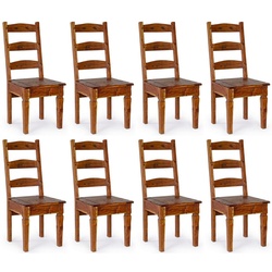 Casa Padrino Landhausstil Esszimmerstuhl 8er Set Braun / Naturfarben 45 x 45 x H. 105 cm - Rustikale Esszimmerstühle im Landhausstil - Rustikale Esszimmer Möbel - Landhausstil Esszimmer Möbel