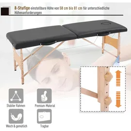 Homcom Massageliege Mobiler Massagetisch Höhenverstellbar Kosmetik Bank Holz
