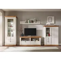 Home Affaire "Cremona", weiß (pinie weiß nb, pinie weiß nb, applikation wotan eiche nb), B:356cm, Kastenmöbel-Sets, Wohnwand