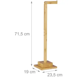 Relaxdays Toilettenpapierhalter stehend, Bambus, ohne Bohren, Ersatzrollenhalter Toilettenpapier, 71,5x23,5x19 cm, Natur