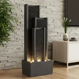 Gartenbrunnen BK903 Wasserwand 99 cm Standbrunnen Springbrunnen mit Beleuchtung Wasserfall Gartendeko - Grau