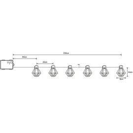 ETC Shop LED Lichterkette Außenleuchte Gartenlampe Terrasse Laterne Käfig Dekoration schwarz, Kunststoff, LED warmweiß, L 230 cm