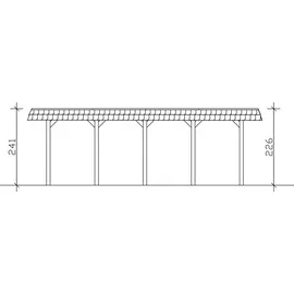 SKANHOLZ Walmdach Carport Spreewald 3,45 x 7,41 m rot mit EPDM-Dach und Pfostenanker