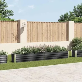 vidaXL Garten-Hochbeet verzinkter Stahl rechteckig 320 x 40 x 45 cm Anthrazit  