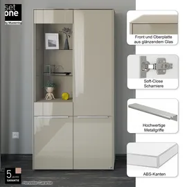 Set One by Musterring Standvitrine Reno 92 x 42 x 185 cm Braun