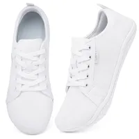 Geweo Barfußschuhe Sneaker Breite Walking Schuhe Barfuss Damen Herren Trail Laufschuhe Minimalistische Fitness Knit Unisex Weit rutschfest Zehenschuhe Zero Drop Solhe Freizeit Weiß 39EU - 39 EU Weit
