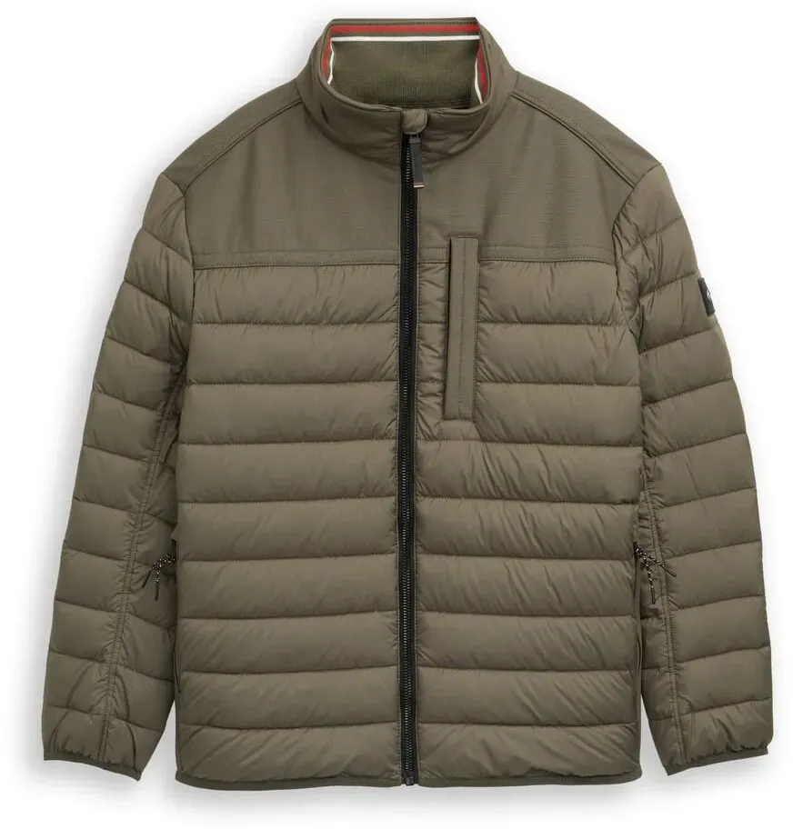 TOM TAILOR Herren Plus Size - Hybrid Steppweste mit Stehkragen, grün, Uni, Gr. 3XL
