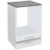 Stella Trading Eddy Moderner Herdumbauschrank in Weiß matt, Metallic Grau - Geräumiger Küchenschrank mit viel Stauraum - 60 x 90 x 60 cm (B/H/T)