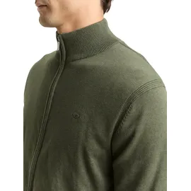Tom Tailor Herren Strickjacke mit Stehkragen, grün, Meliert, Gr. XL