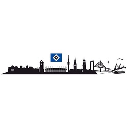 Wall-Art Wandtattoo Hamburger SV Skyline Logo Hsv bunt 200 cm x 31 cm x 0,1 cm