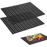 2 Stück Spülbeckeneinlage 40x30 cm, Küche Spülbeckenmatte, PVC Zuschneidbar Spülbeckeneinlage, Verstellbare Waschbecken Matte für Protektoren Küchenspüle(Schwarz)
