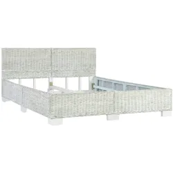 vidaXL Bettgestell Grau Natur Rattan 140 x 200 cm