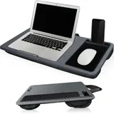 Laptopkissen Laptoptisch Unterlage Laptop Tablet mit Mousepad und Handy-Halterung (Carbon-Optik)