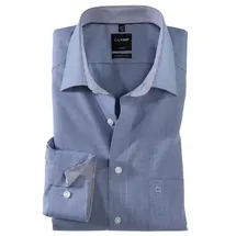 Olymp Businesshemd "Luxor modern fit", Herren, Gr. 39, N-Gr, blau (royal), Web, Obermaterial: 100% Baumwolle, kariert, Hemden