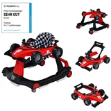 Costway Lauflernhilfe 4 in 1 Lauflernwagen, mit Musik, Licht, ab 6 Monaten rot