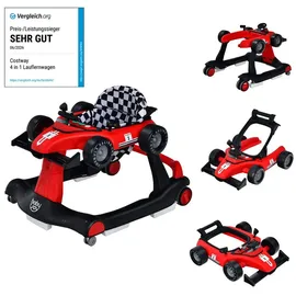 Costway Lauflernhilfe 4 in 1 Lauflernwagen, mit Musik, Licht, ab 6 Monaten rot