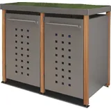 Mülltonnenverkleidung Typ-LW, 2x 120l, Türfarbe Edelstahl