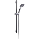 Wenko Brauseset Young, mit modernem Duschkopf mit 5 Strahlarten, Duschstange aus hochwertigem Edelstahl und Duschschlauch, für Durchlauferhitzer geeignet, Universalanschluss 1⁄2“, 66 cm, Silber glänzend