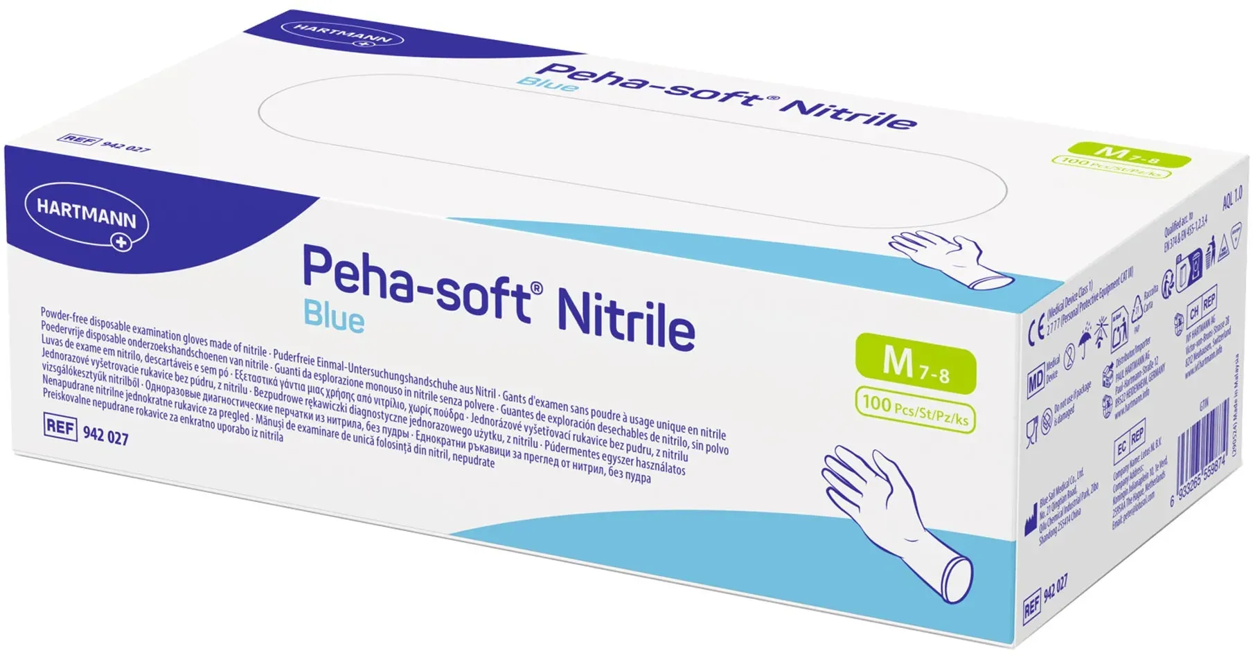 Peha-soft Nitrile Blue Einmalhandschuhe, puderfrei VE 1000 Stück M