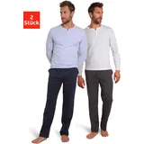 AUTHENTIC LE JOGGER Pyjama (Packung, 4 tlg., 2 Stück), mit Knopfleiste am Halsausschnitt