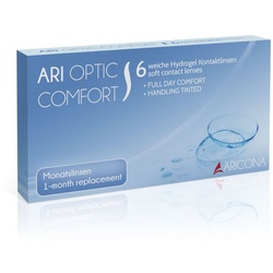 aricona Monatslinsen Kontaktlinsen Monatslinsen weich BC 8.6 mm DIA 14.2 Dioptrien: -1.00 Weiche Kontaktlinsen für den täglichen Gebrauch, 6 Stück, mit Stärke