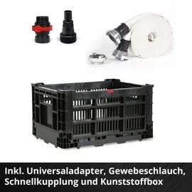 Einhell Flutset Tauchpumpe GE-DP 7535 N LL ECO 18.500 l/h inkl. 10 m Gewebeschlauch, Universaladapter, Kunststoffbox