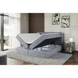 altdecor Boxspringbett mit Matratze und Topper, Polsterbett mit Bettkasten, Bett mit Stauraum H3-Matratze, Doppelbett, Springboxbett - ERNINA - Grau Samt