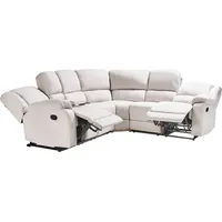 Beliani Ecksofa manuell verstellbar 5-Sitzer ROKKE Stoff Hellbeige linksseitig