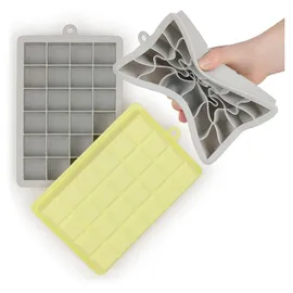 Blumtal 2x24er Silikon Eiswürfelform Würfel 2,6cm - Eiswürfelbehälter Würfelgröße M, BPA frei, leichtes Herauslösen der Eiswürfel, Grau un...