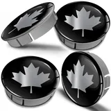 Biomar Labs® 4 x 60mm Kunststoff Nabenkappen Kappen Schwarz Silber Ahornblatt Canada Kanadische Kanada Flagge Fahne Felgendeckel Radkappen Radnabendeckel Nabendeckel Auto Tuning CS 20