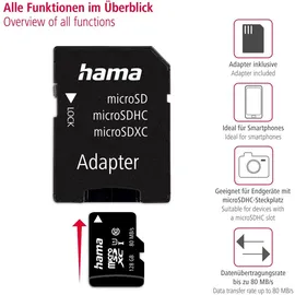 Hama microSDXC 128GB Class 10 UHS-I + SD-Adapter