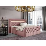 Fun Möbel Boxspringbett Schlafzimmerbett ERNESTO Nr.1 120x200cm in Elisa Velvet Altrosa - Rosa