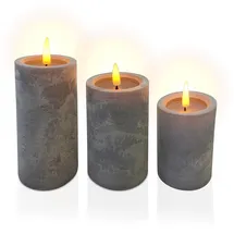 Relaxdays LED Kerzen 3 St. grau