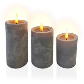 Relaxdays LED Kerzen 3 St. grau