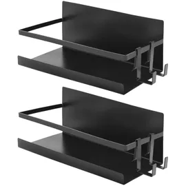 Joeji's Kitchen Gewürzregal Magnetisch - Kühlschrank Backofen Regal - Ablage Küche - Ohne Bohren - Selbstklebend Starke Haftung 2,5kg - Matte Schwarz