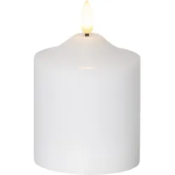 LED Kerze Flamme Echtwachs warmweiße 3D Flamme H: 12cm Batterie Timer weiß