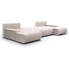 petits-meubles U-Sofa 5-sitzig umbaubar Truhe Jonas Cord Blanc Cassé - Weiß