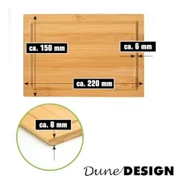 Dune Design 6er Set: Frühstücksbrettchen Holz 22x15 Brotzeitbretter Kleine Schneidebretter