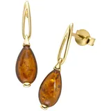 Luigi Merano Paar Ohrhänger mit Bernstein, Gold 375 braun