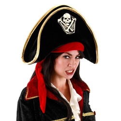 Elope Kostüm Zweispitz Pirat, Historische Kopfbedeckung für Schurken und Piraten schwarz