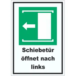 HB-Druck Schiebetür öffnet nach links Aufkleber A5 (148x210mm)