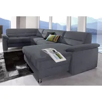 sit&more Wohnlandschaft Ascara U-Form, inklusive Boxspring/Federkern-Polsterung, wahlweise mit Bettfunktion grau