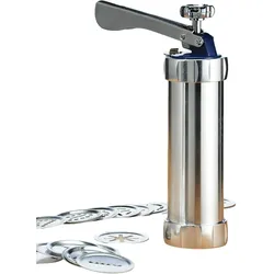 Haushalt International Kekspresse Plätzchenpresse Gebäckspritze aus Aluminium 20 Aufsätze