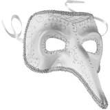 dressforfun 900889 Venezianische Maske mit langer Nase und Verzierungen, Unisex Schnabelmaske, Halbmaske für Maskenball Fasching Karneval Halloween Kostüm - diverse Farben - (silber | Nr. 303553)