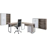 BMG Möbel Büro Office Edition Set 1, Sonoma/ Eiche/Weiß